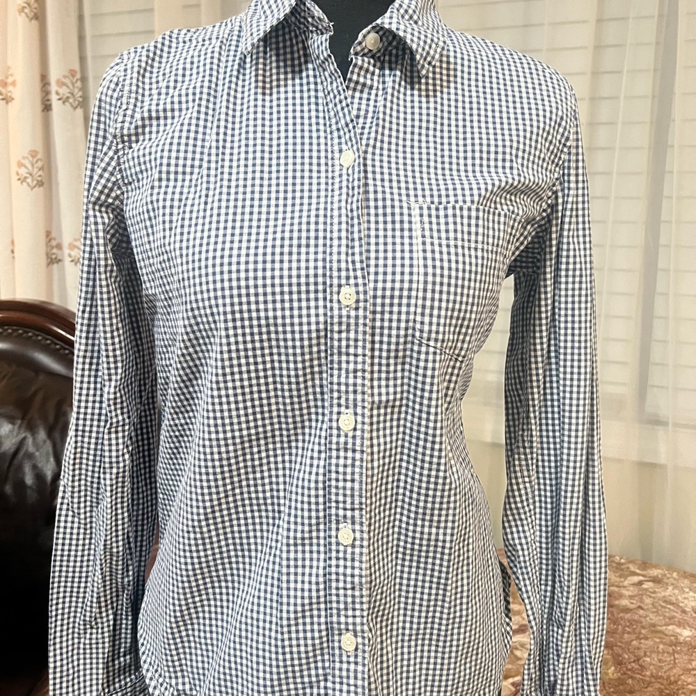 Abercrombie & Fitch Navy and White Gingham Shirt